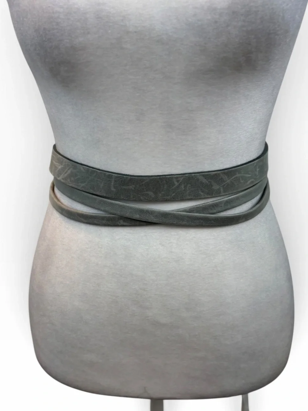 Ada Collection Grey Genuine Leather Wrap Belt One Size